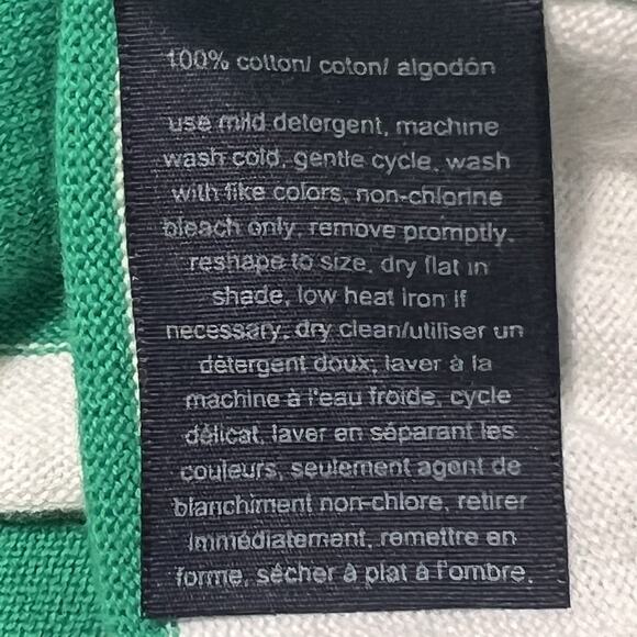 TOMMY HILFIGER V-neck Sweater Green White Striped Women's Large Academia Preppy - Picture 12 of 12